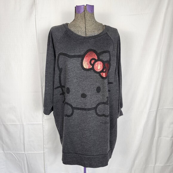 H&M Hello Kitty Y2K Gray Oversized Crewneck Sweatshirt Size 8 - Picture 1 of 6
